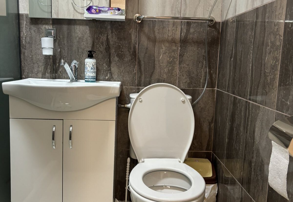 Garden Haven Apartment with Garden View bathroom sink and toilet